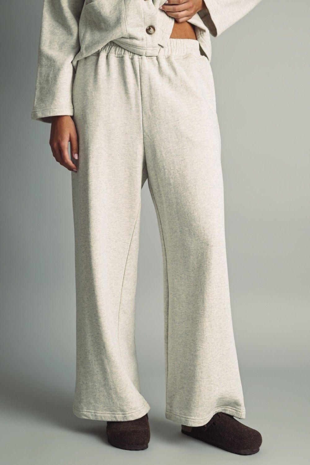 Anymore Love French Terry Sweat Pants - Melange Grey