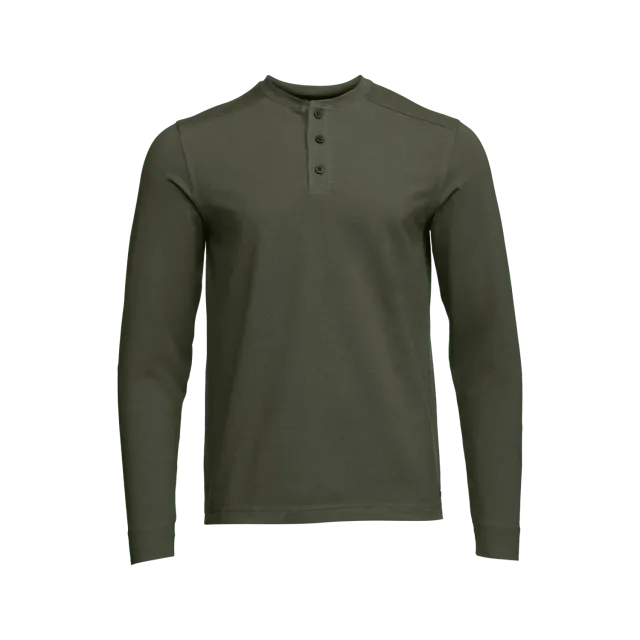 Foothills Long Sleeve Henley - Cypress Green