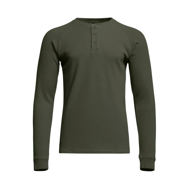 Waffle Henley - Cypress Green