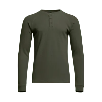 Waffle Henley - Cypress Green