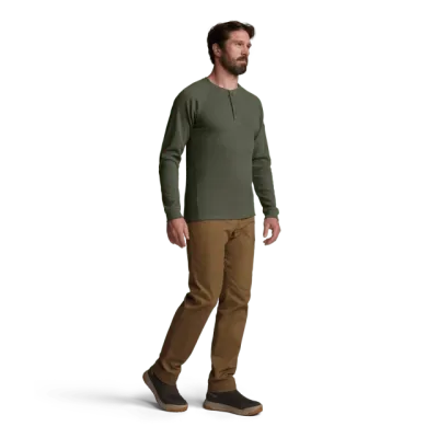 Waffle Henley - Cypress Green