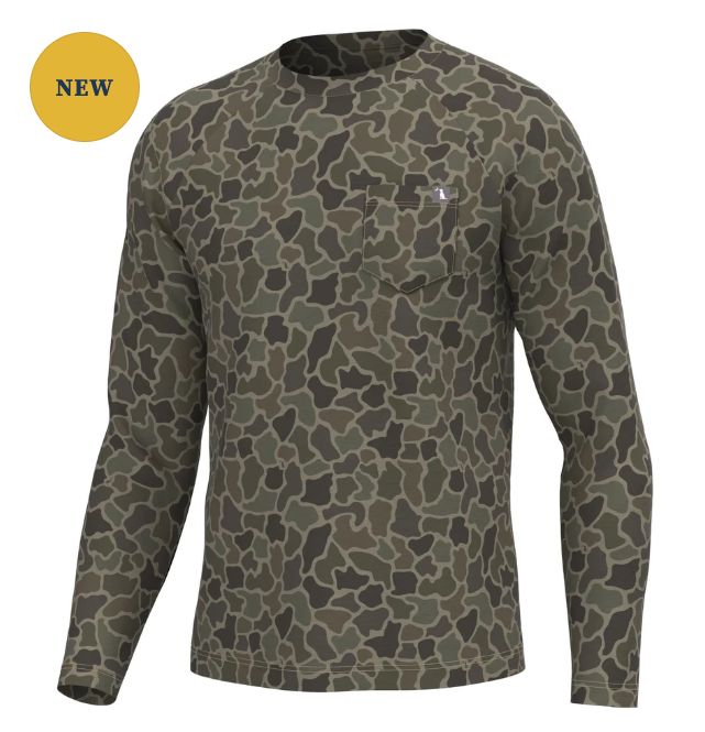 Youth Long Sleeve Heather Blend Crew - Brush Camo