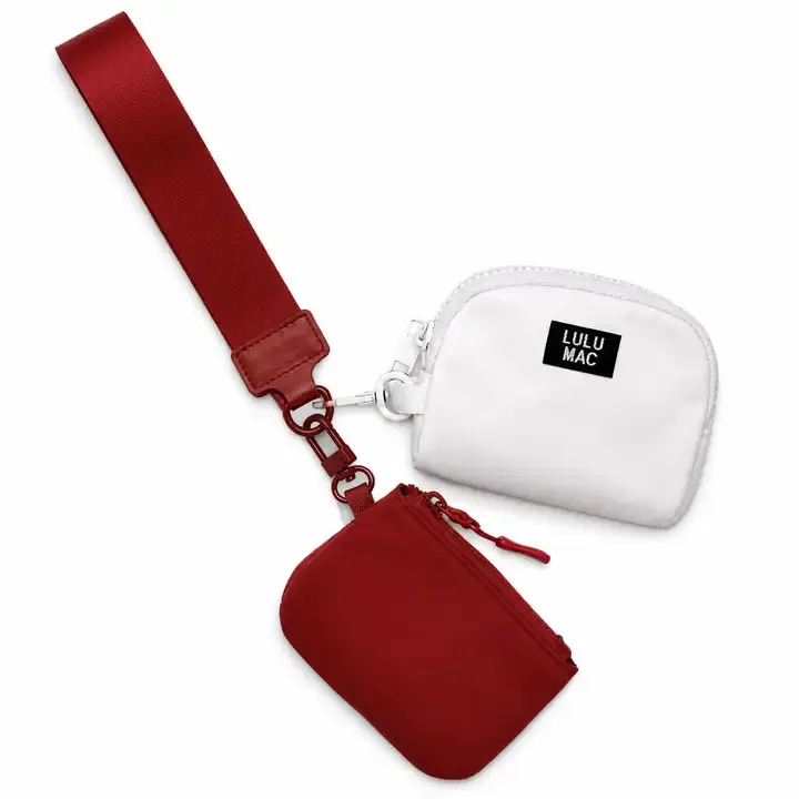 Double Pouch Wristlet - Crimson / White