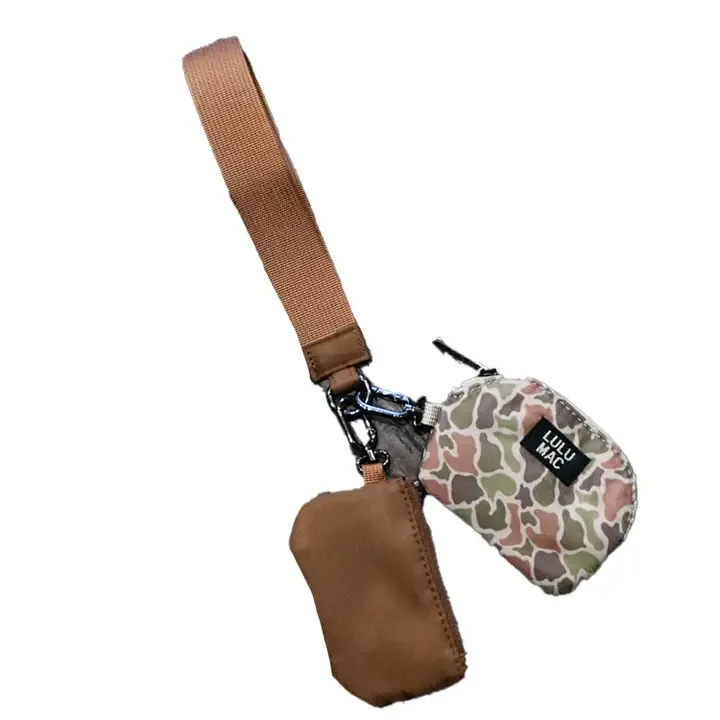 Double Pouch Wristlet - Dark Camo / Brown