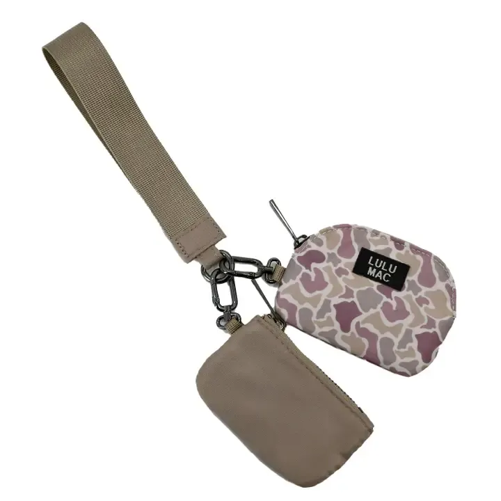 Double Pouch Wristlet - Camo / Beige