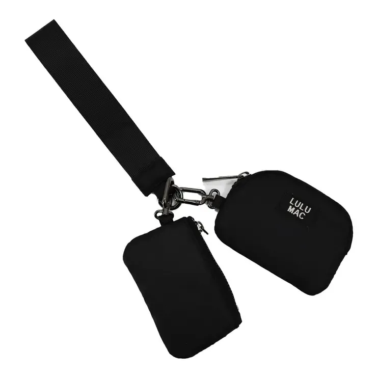 Double Pouch Wristlet - Black / Black