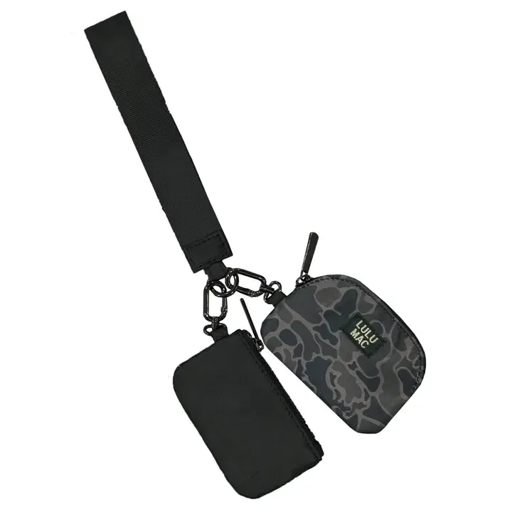 Double Pouch Wristlet - Black Camo / Black