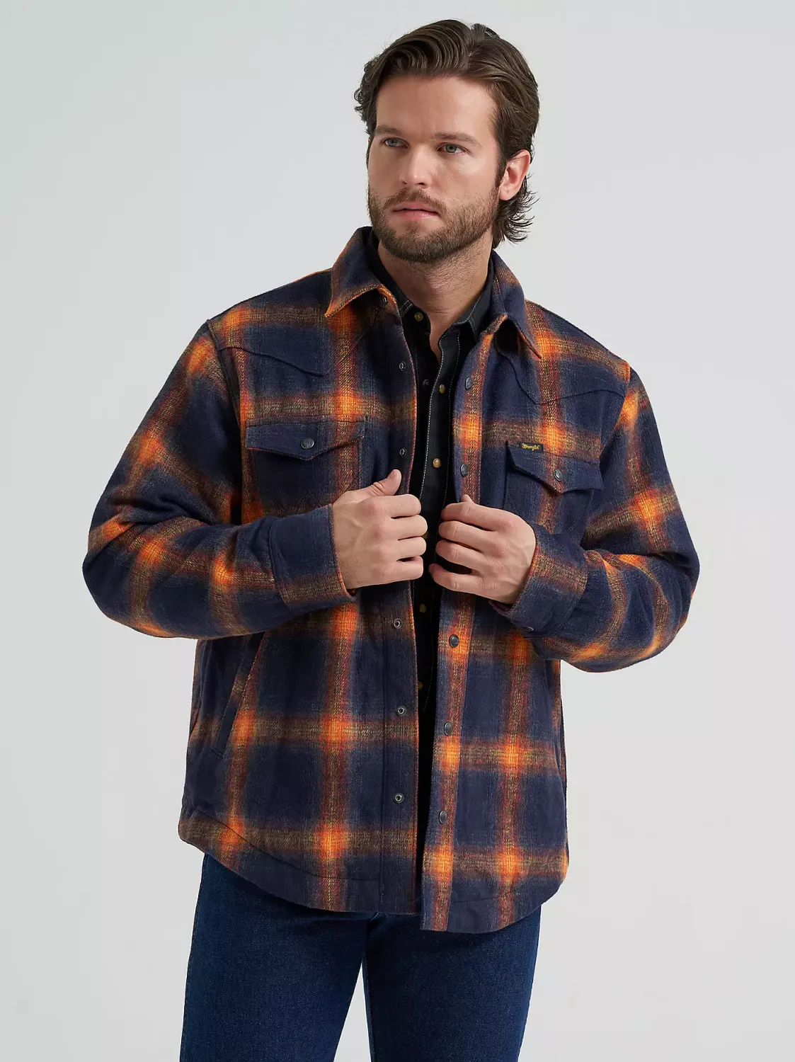 Wrangler Flannel Lined Shirt Jacket - Night Sky