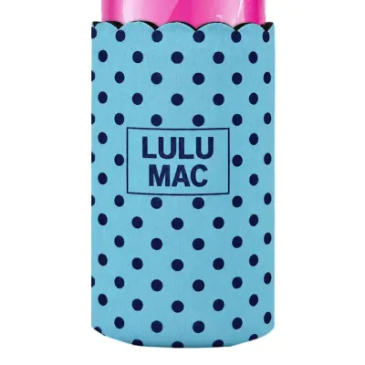 Slim Can Koozie - Light Blue / Navy Dot