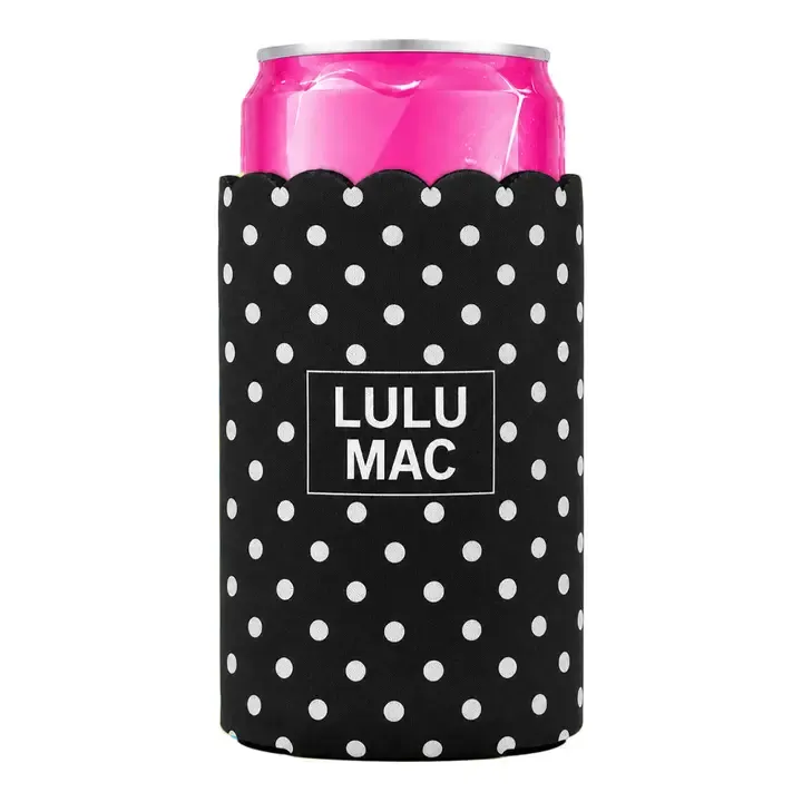 Slim Can Koozie - Black / White Dot