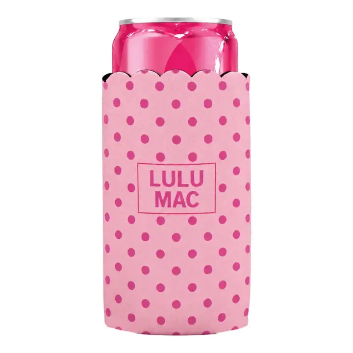Slim Can Koozie - Pink / Hot Pink Dot