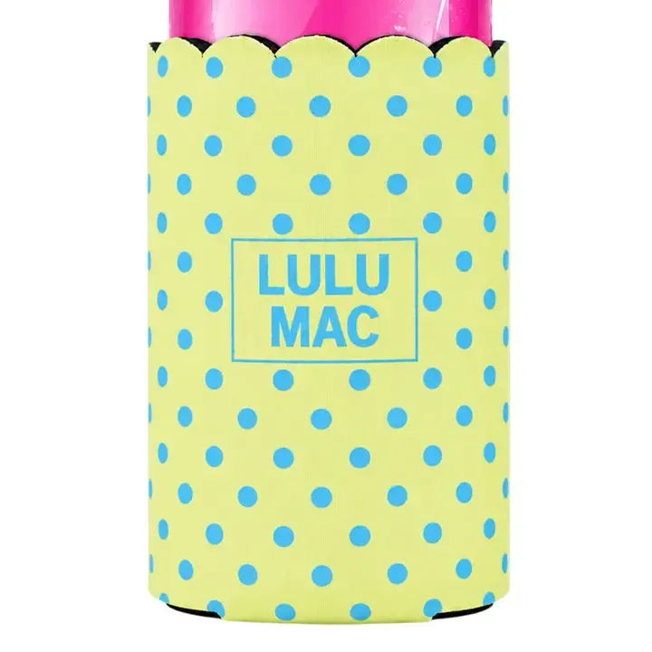 Slim Can Koozie - Yellow / Blue Dot