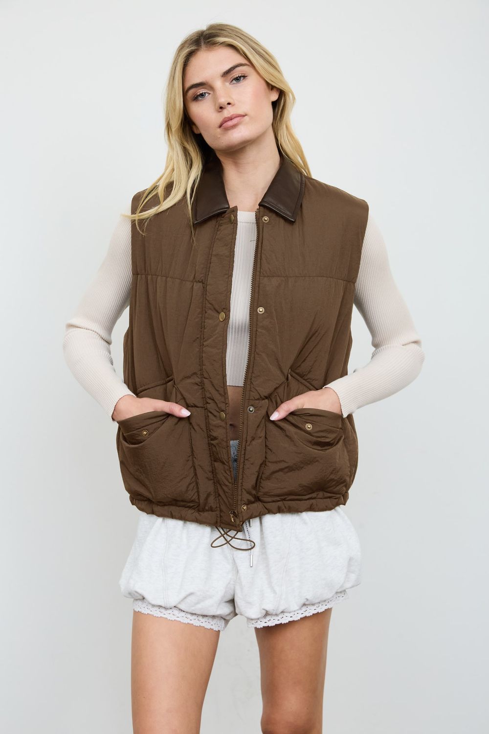Came Along Snap Vest - Chocolate Brown