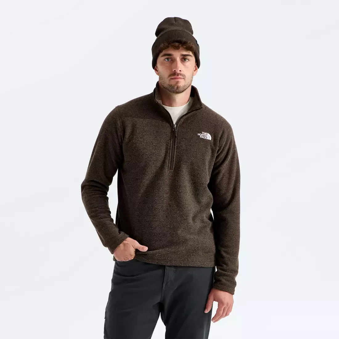 Men's Textured Cap Rock 1/4 Zip Sweatshirt - Dark Chestnut