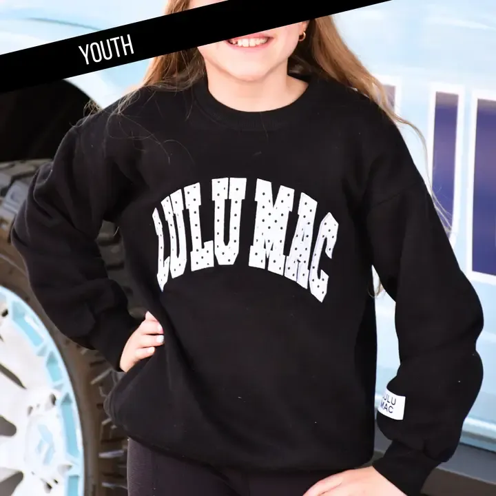 Kids Lulu Mac Sweatshirt - Black/White Polka Dot