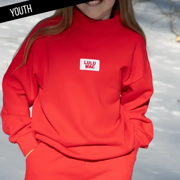 Kids Lulu Mac Long Sleeve Terry Cloth Top - Red