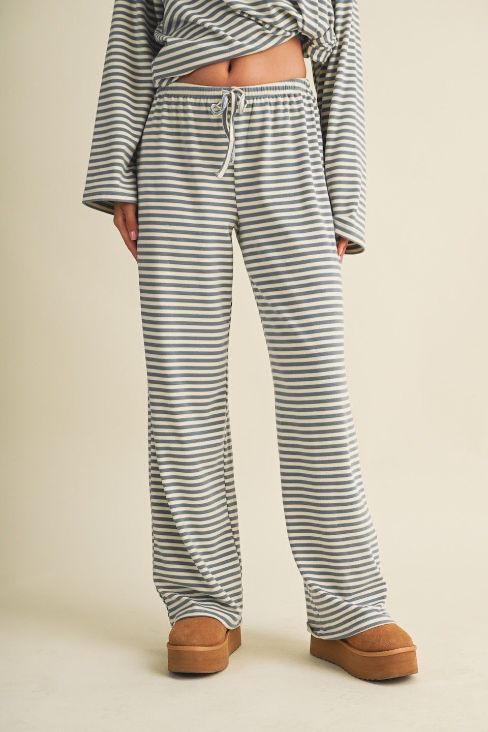 Lounge All Day Striped Pants - Blue White