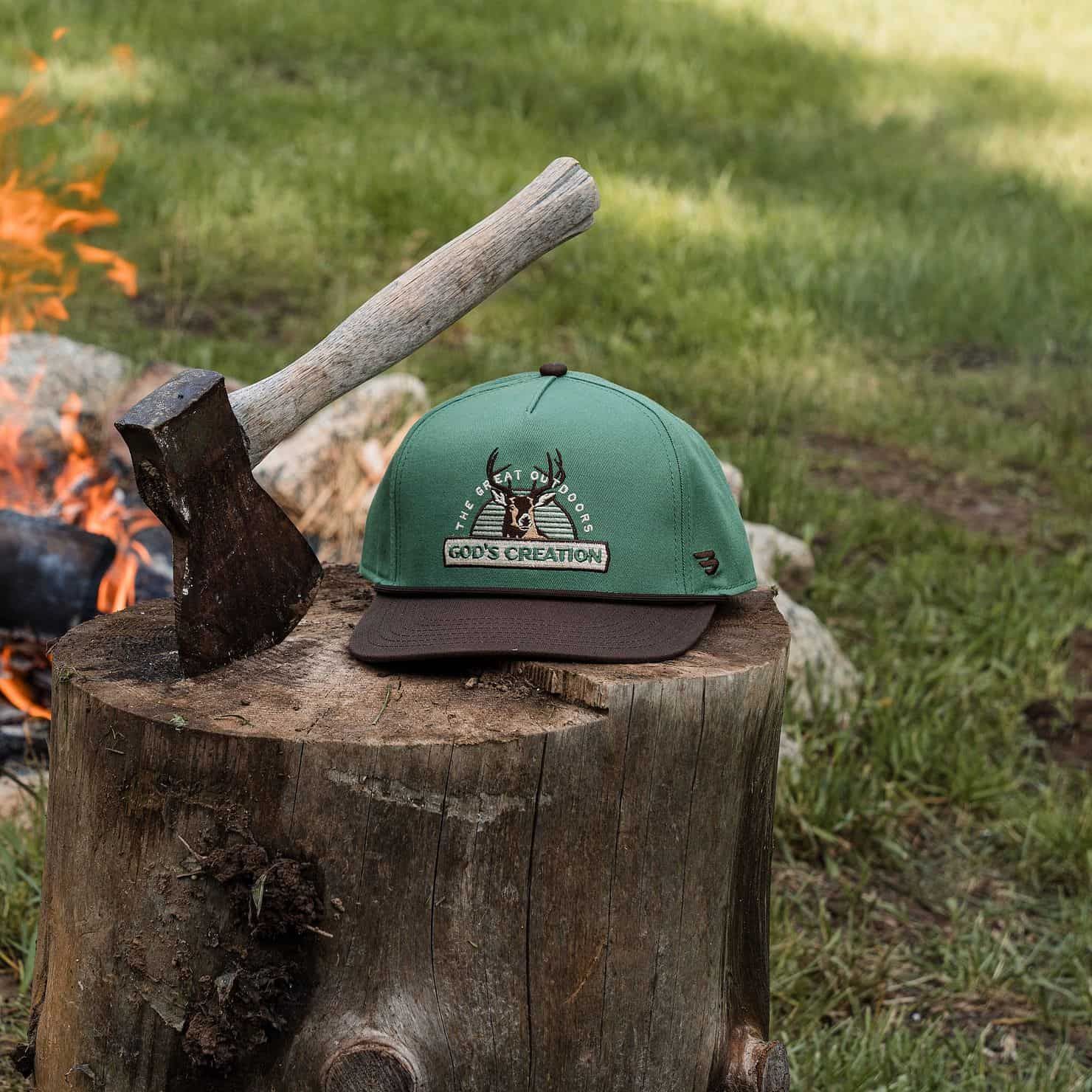 God's Creation Hat - Green and Brown Bill