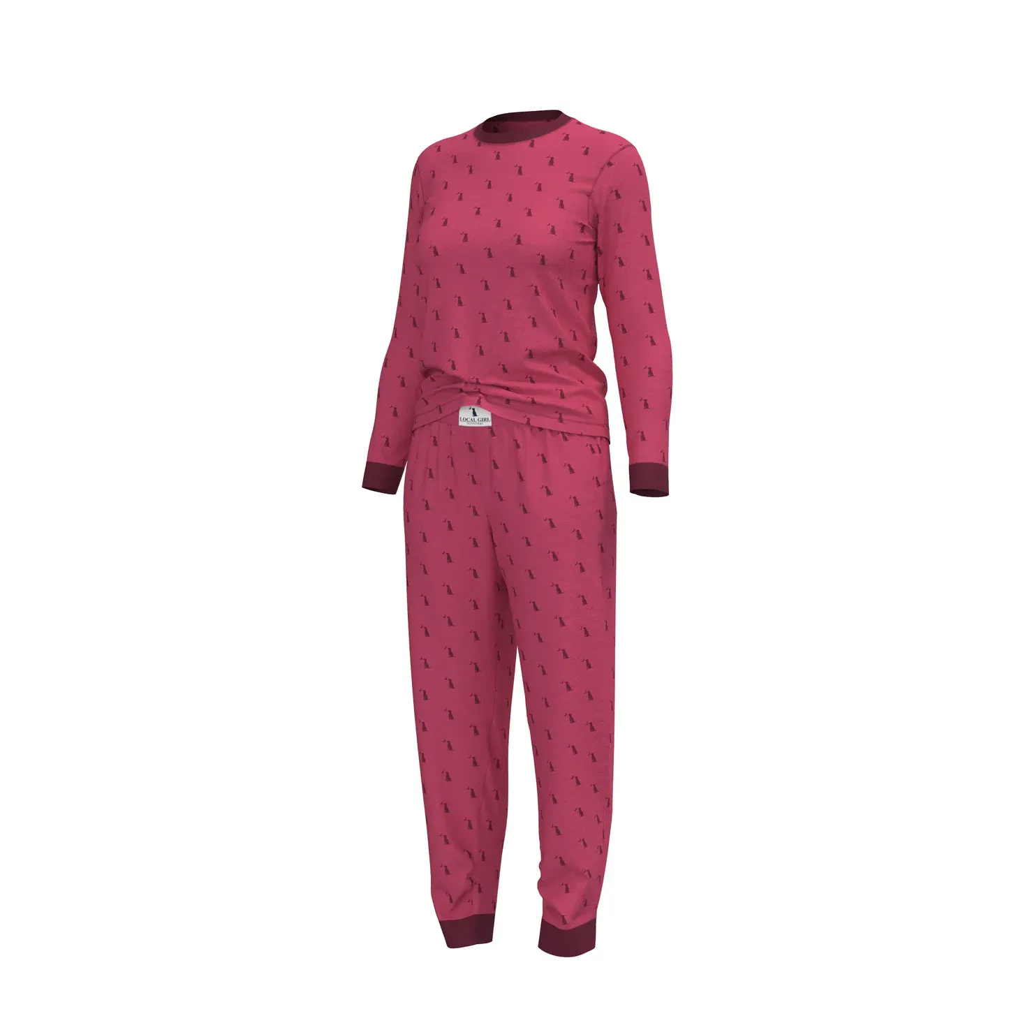 LG Youth Rib Pajama Pant Set - Magenta Dog &amp; Moon