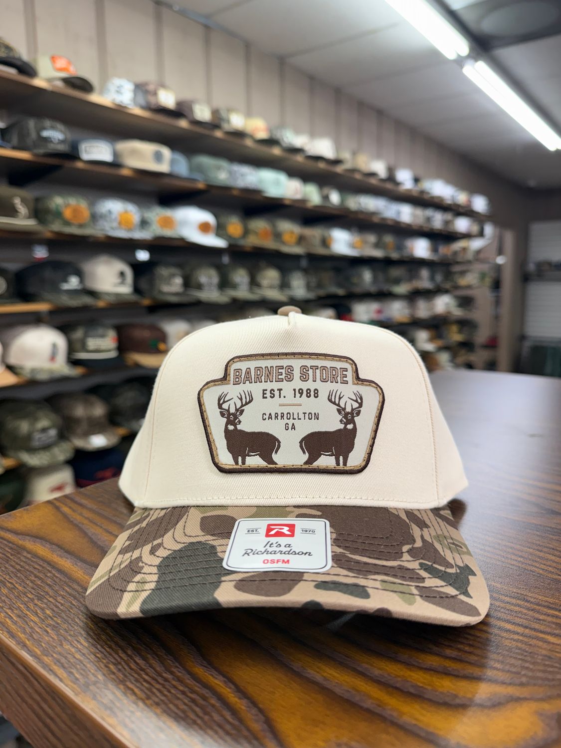 Trophy Bucks 5 Panel Hat - Cream/Bark Duck Camo