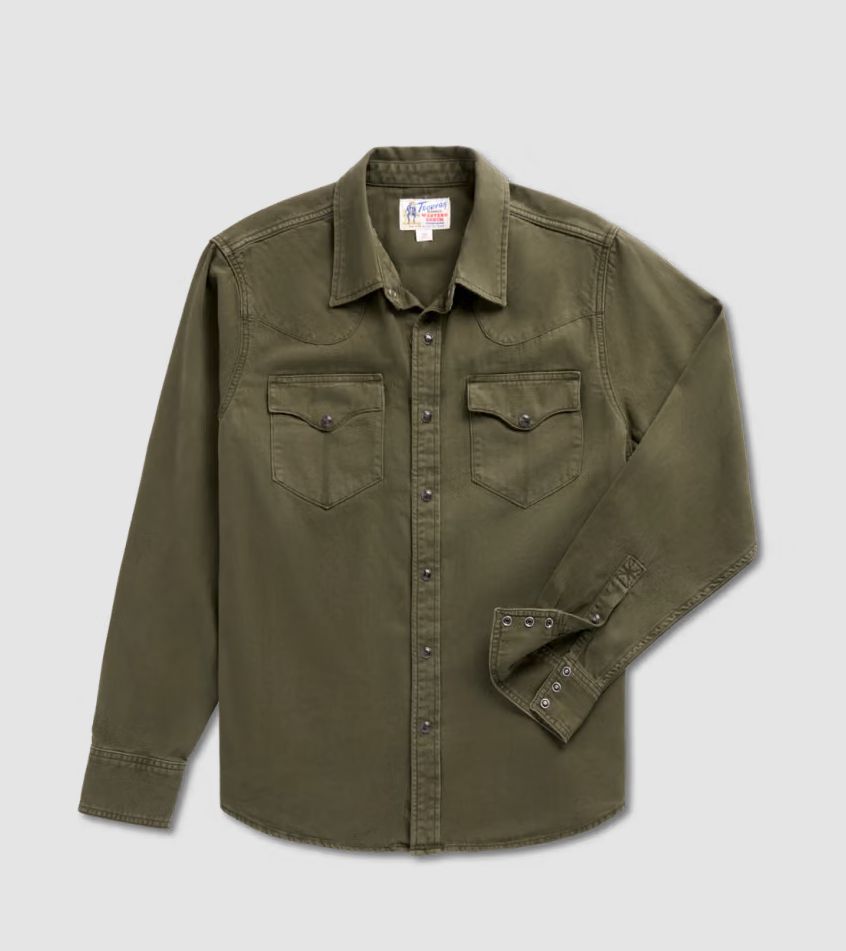 Men's Denim Peal Snap Long Sleeve - Dark Olive