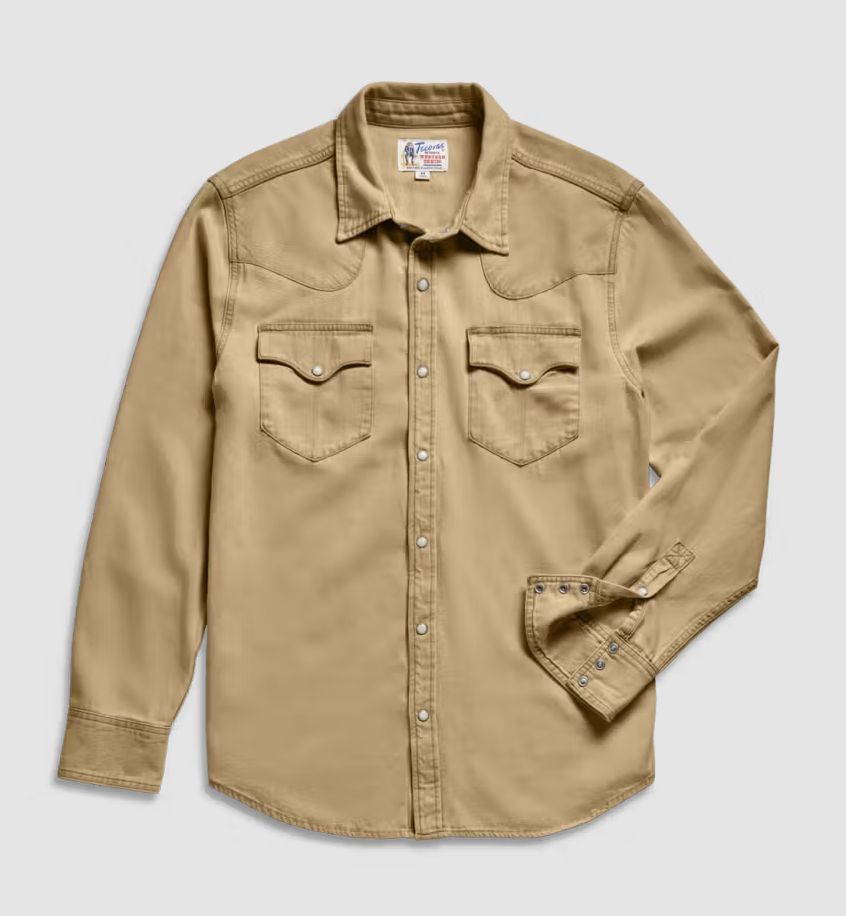 Men's Denim Peal Snap Long Sleeve Shirt - Coriander