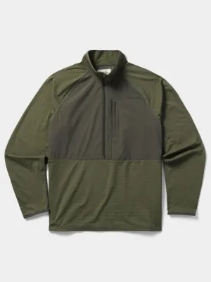 Mens Lightweight Grid Tech Fleece 1/2 Zip - Moss/Raven