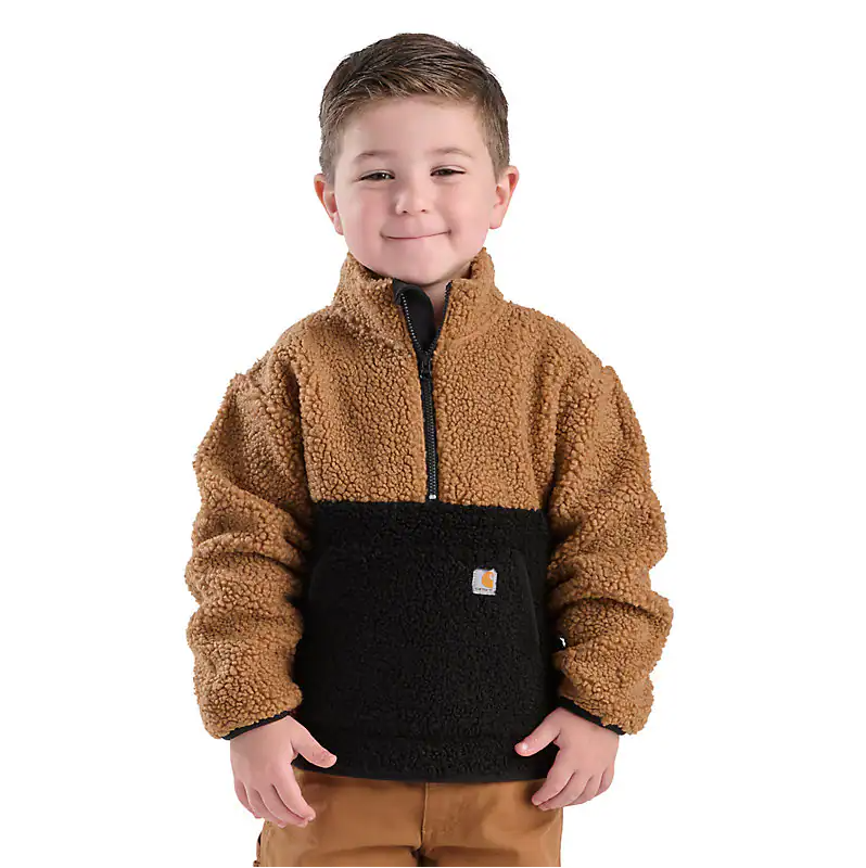 Child Long Sleeve Sherpa Half Zip Sweatshirt - Caviar