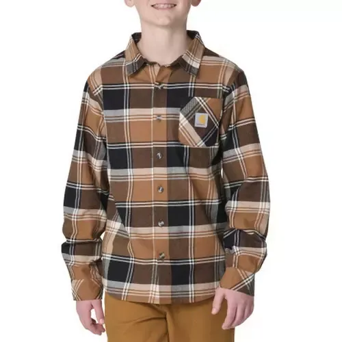 Child Long Sleeve Flannel Shirt - Carhartt Brown