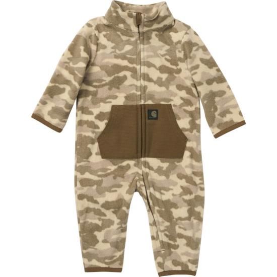 Infant Zip Front Fleece Camo Coverall - Sand