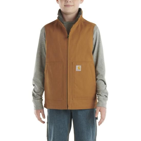 Youth Canvas Sherpa Lined Vest - Carhartt Brown