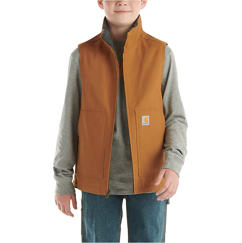 Child Canvas Sherpa Lined Vest - Carhartt Brown