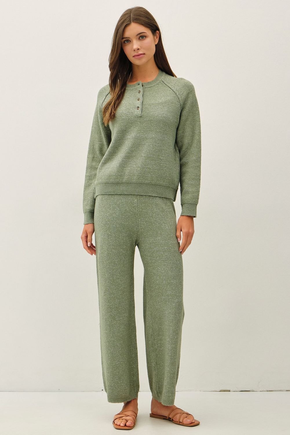 Here For You Henley Sweater - Sage
