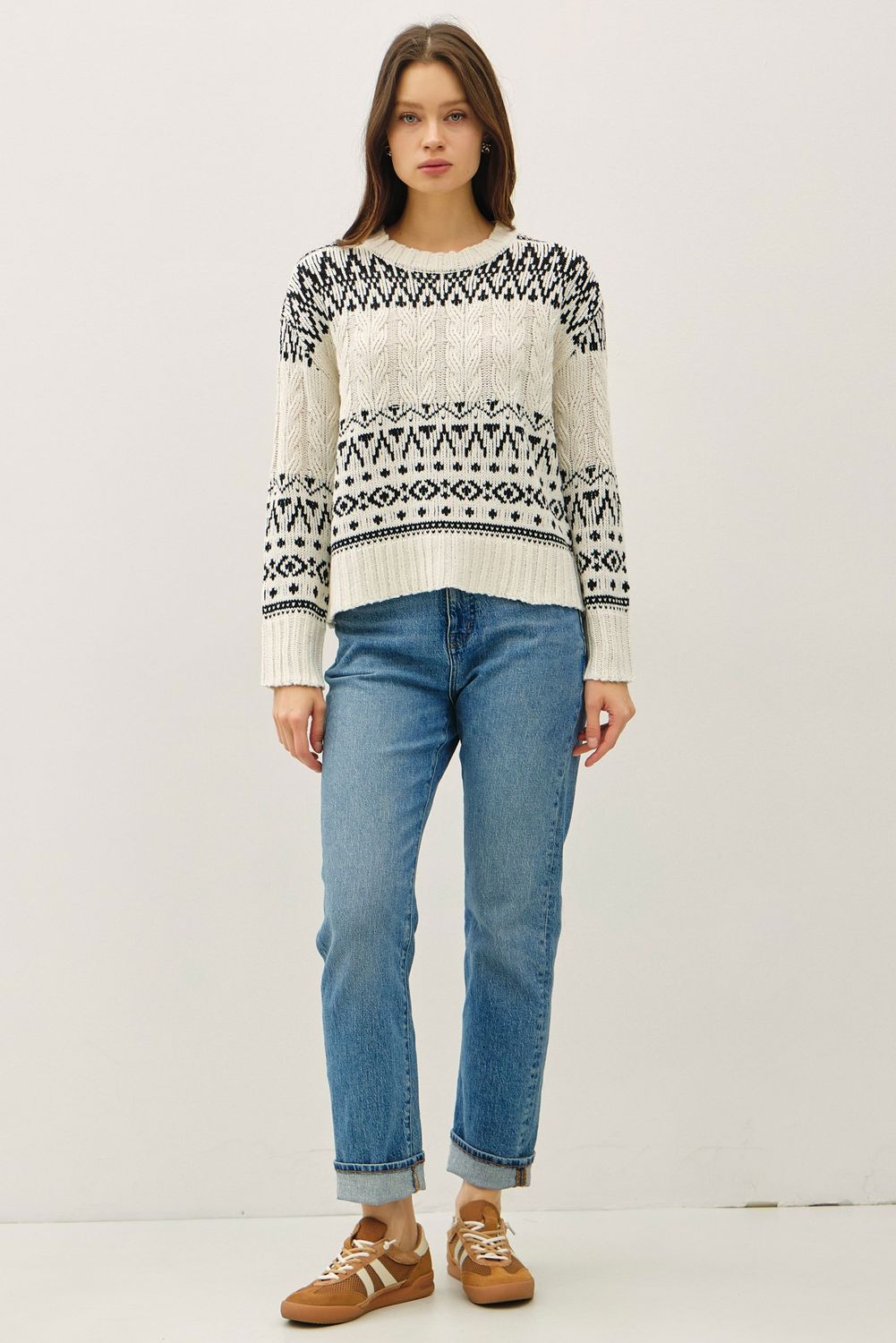 Vintage Cable Knit Sweater - Black