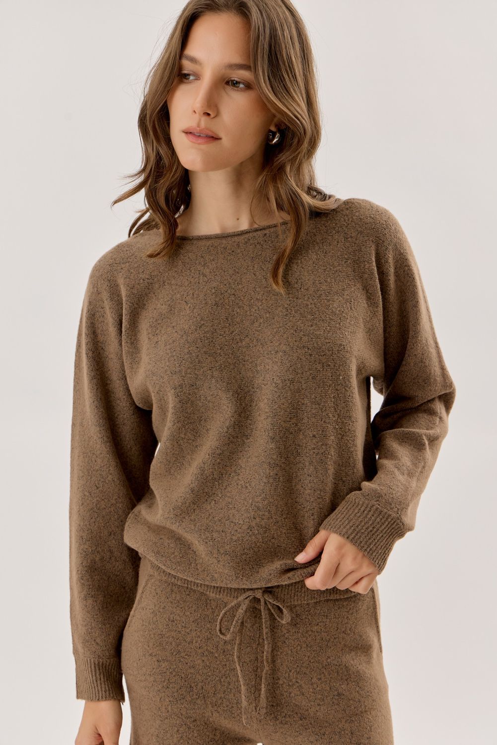 Gone For A Day Boatneck Sweater - Brown