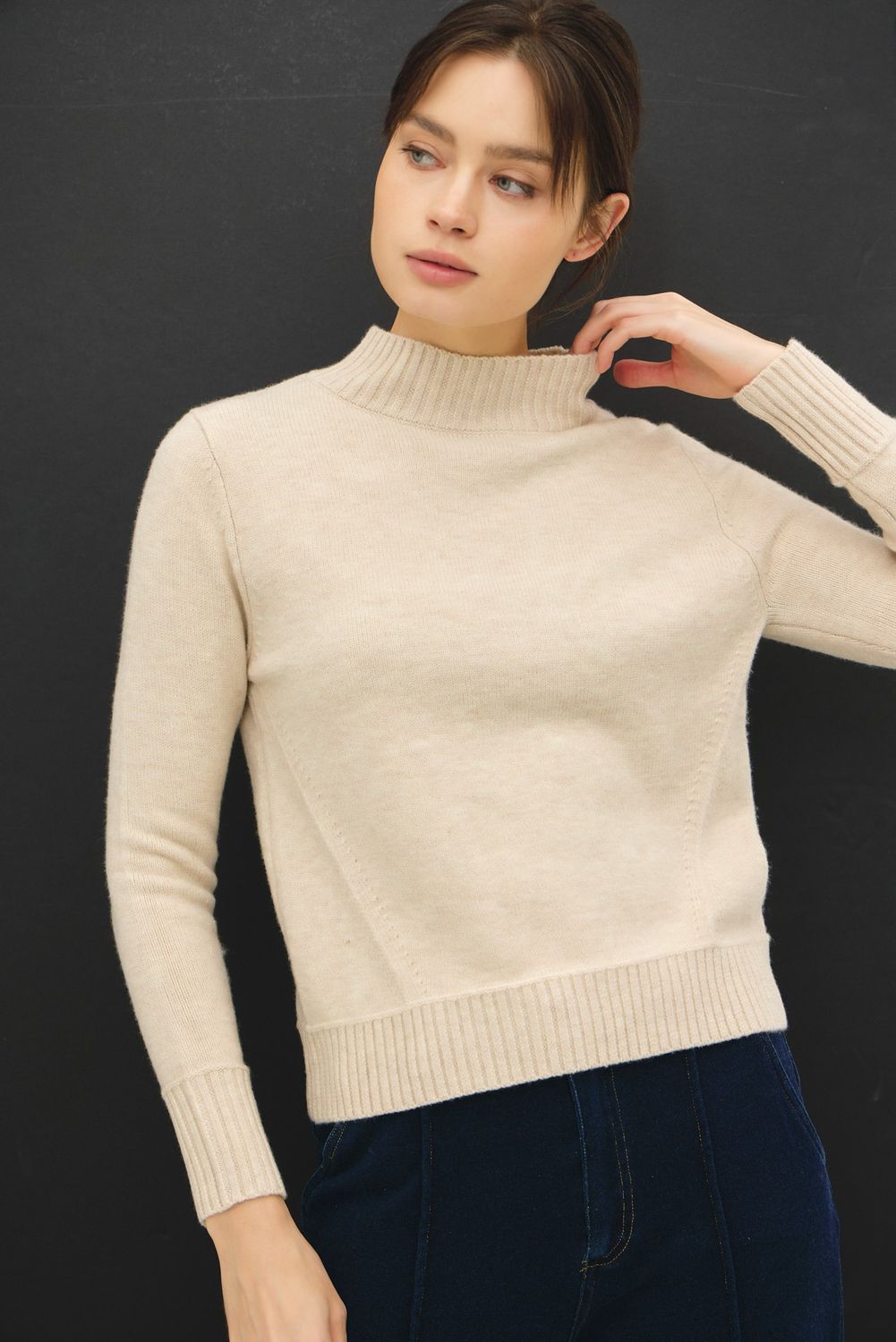 The Wait Is Over Mockneck Sweater - Oatmeal