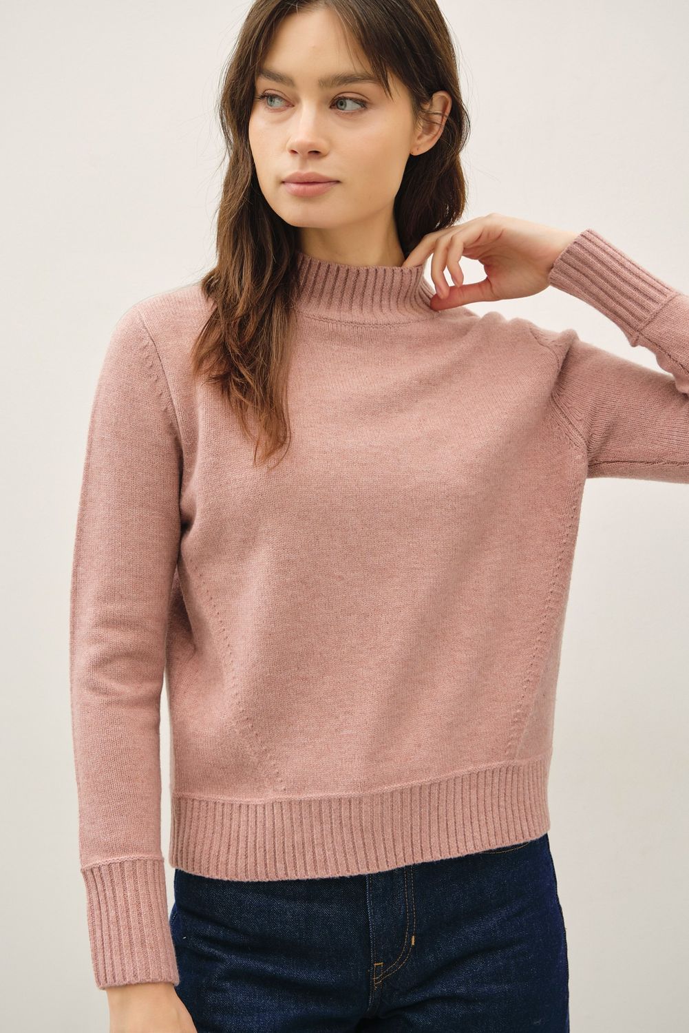 The Wait Is Over Mockneck Sweater - Mauve