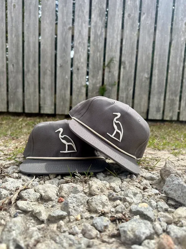 Heron Embroidered Rope Hat - Lead