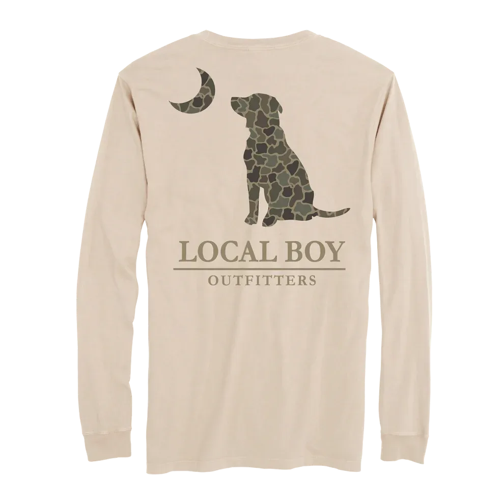 Brush Camo Dog &amp; Moon Long Sleeve T-Shirt - Latte