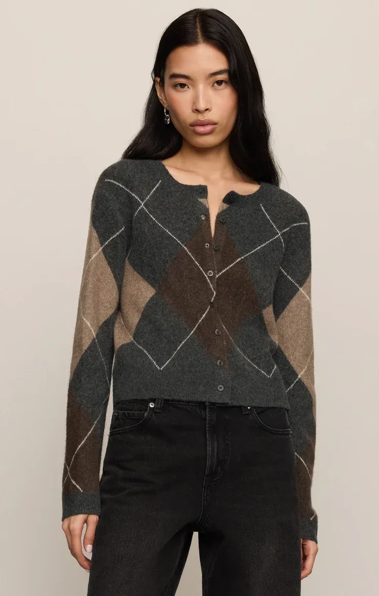 Medina Argyle Cardigan - Charcoal Heather