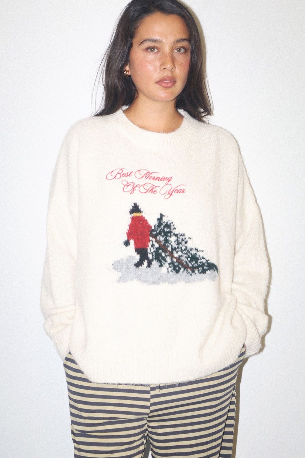 Home For Christmas Graphic Sweater - Cream