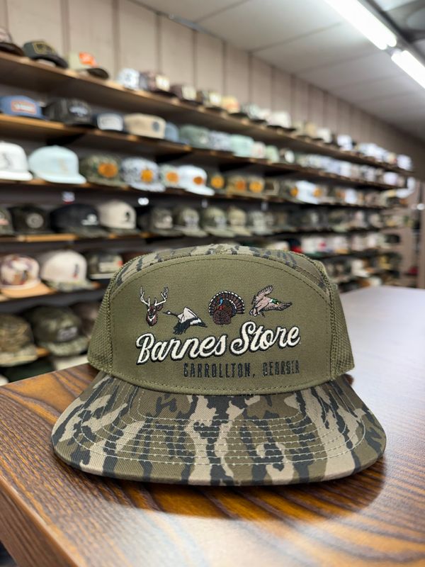 Barnes Retro Logo 7 Panel Hat - Mossy Oak Bottomland