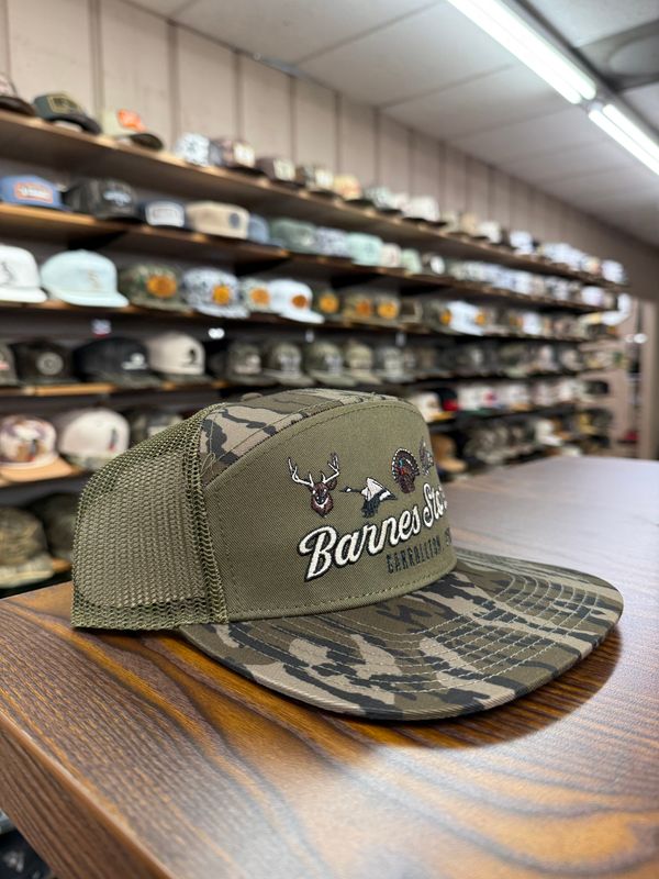 Barnes Retro Logo 7 Panel Hat - Mossy Oak Bottomland
