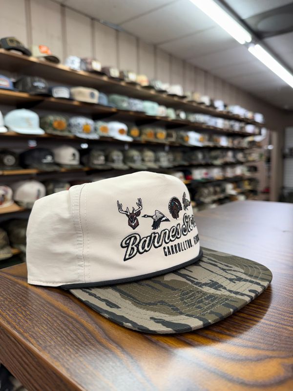 Barnes Retro Logo Rope Hat - Cream/Mossy Oak Bottomland