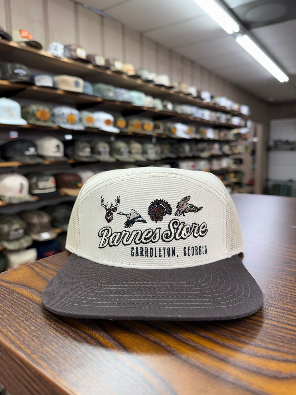 Barnes Retro Logo 7 Panel Hat - Khaki