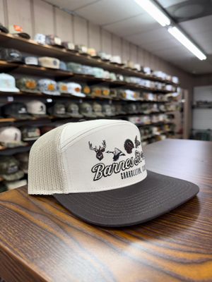 Barnes Retro Logo 7 Panel Hat - Khaki