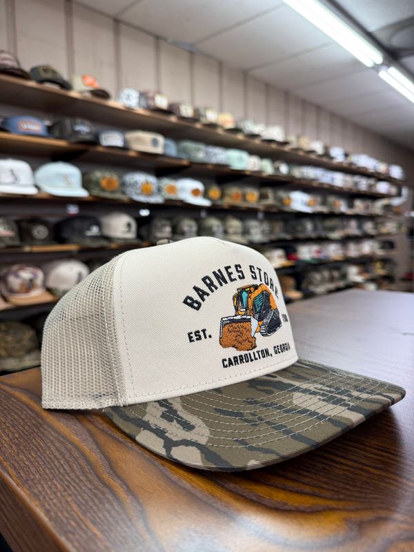 Skid Steer Trucker Hat - Tan/Mossy Oak Bottomland