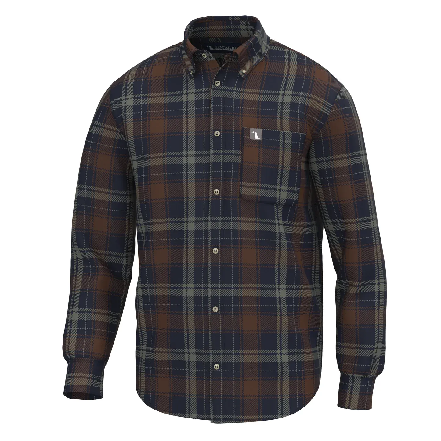 Power Stretch Flannel - Navy/Dark Rust/Moss Gray