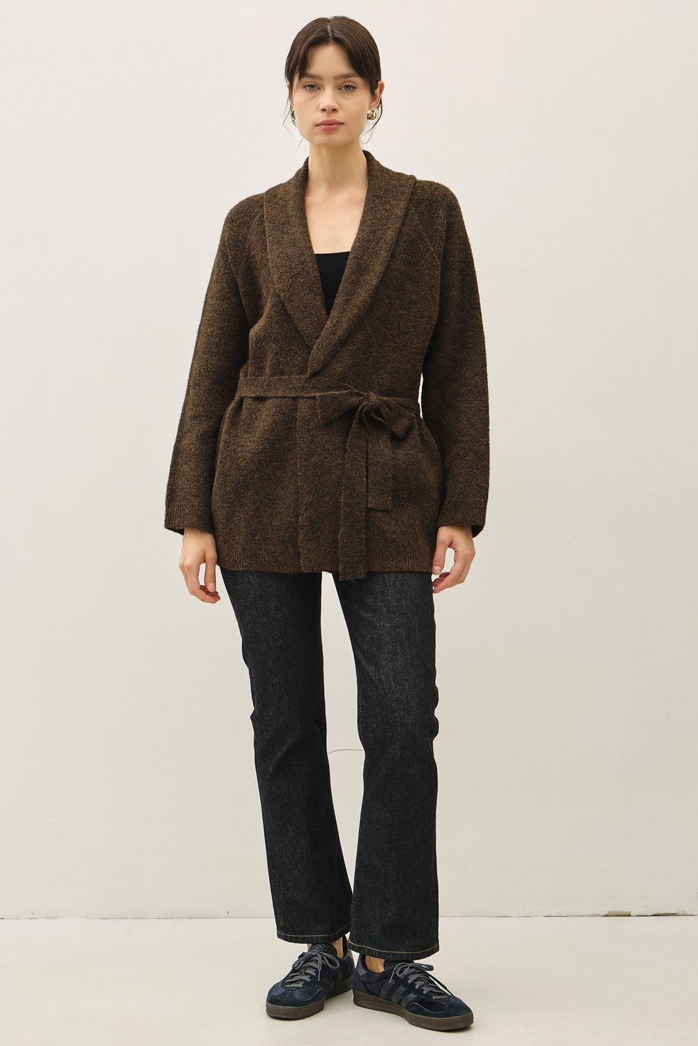 The Sunday Cozy Belted Cardigan - Brown