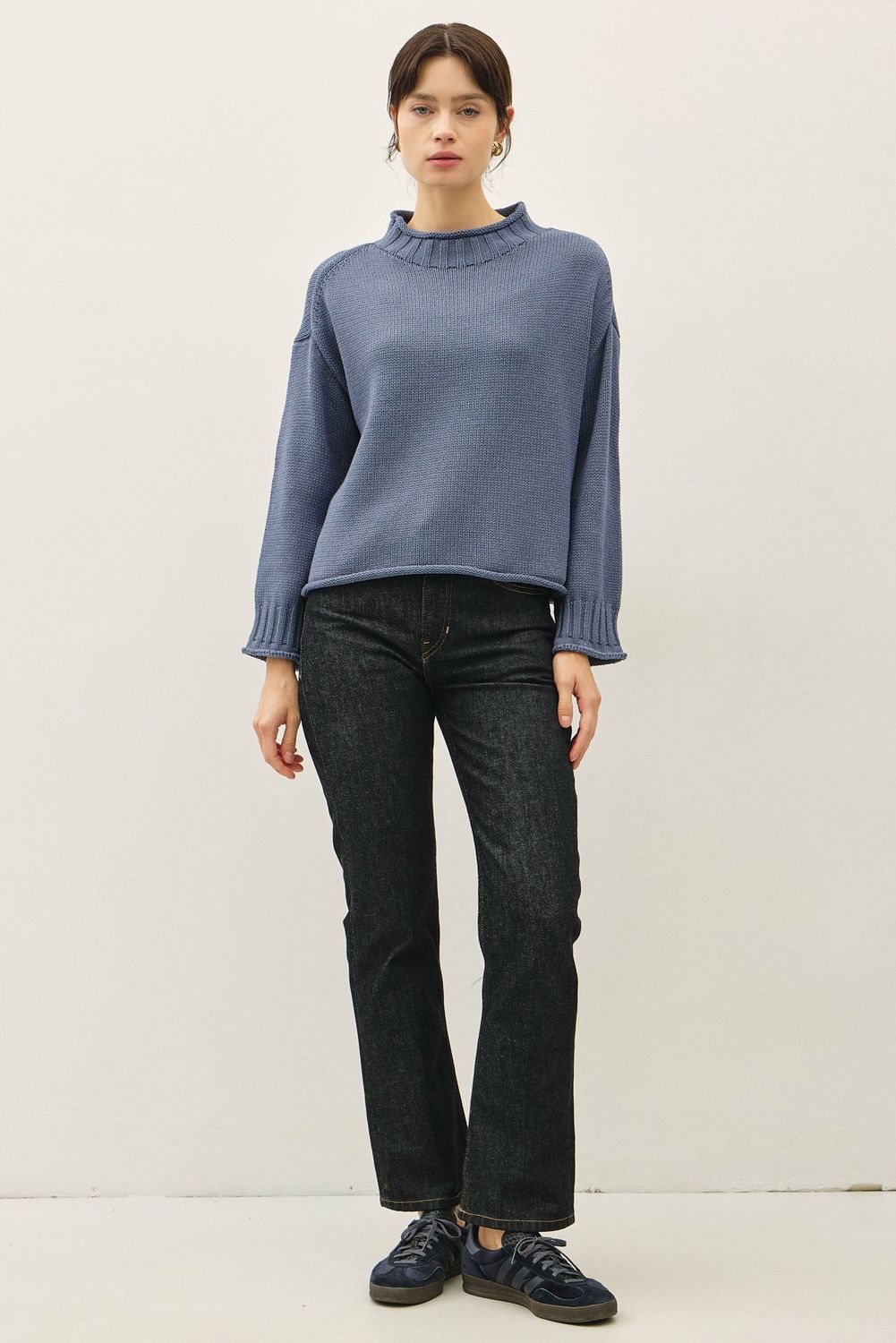 The Rory Rollneck Sweater - Slate Blue